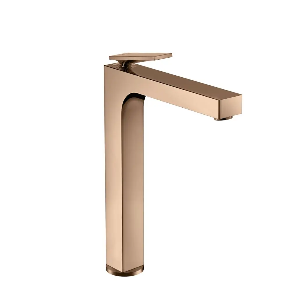 Waschtischmischer in Polished Red Gold mit Hebelgriff, designed von AXOR, geeignet für Aufsatzwaschtische, mit minimalistischer Formgebung.